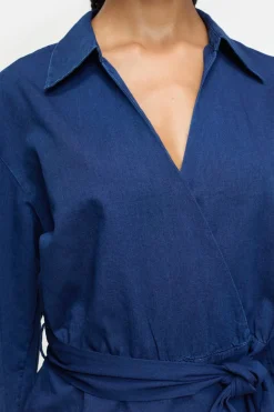 Closed Denim wrap blouse Dark blue Discount
