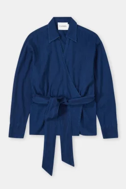 Closed Denim wrap blouse Dark blue Discount