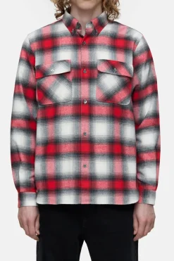 Closed Flannel shirt Hibiscus red