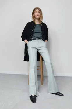 Closed Flared Pants - Style Name Denair Pastel olive Clearance