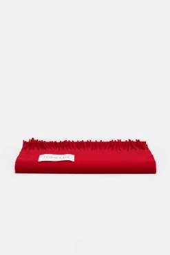 Closed Fringed scarf made from virgin wool Chili pepper red Outlet