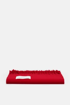 Closed Fringed scarf made from virgin wool Chili pepper red Outlet