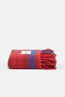 Closed Glencheck scarf made from alpaca mix Hibiscus red Clearance