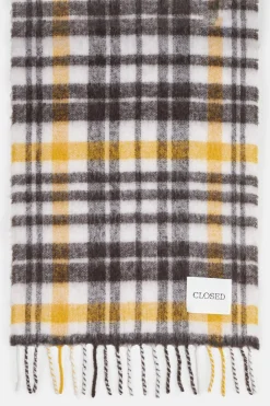 Closed Glencheck scarf made from alpaca mix Irish coffee Online