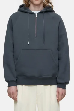 Closed Half-Zip Hoodie Shadow blue New