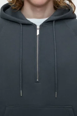 Closed Half-Zip Hoodie Shadow blue New
