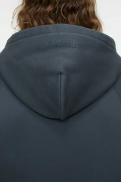 Closed Half-Zip Hoodie Shadow blue New