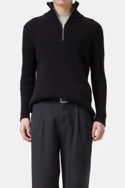Closed Half-zip jumper in cotton blend Black Outlet