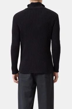 Closed Half-zip jumper in cotton blend Black Outlet