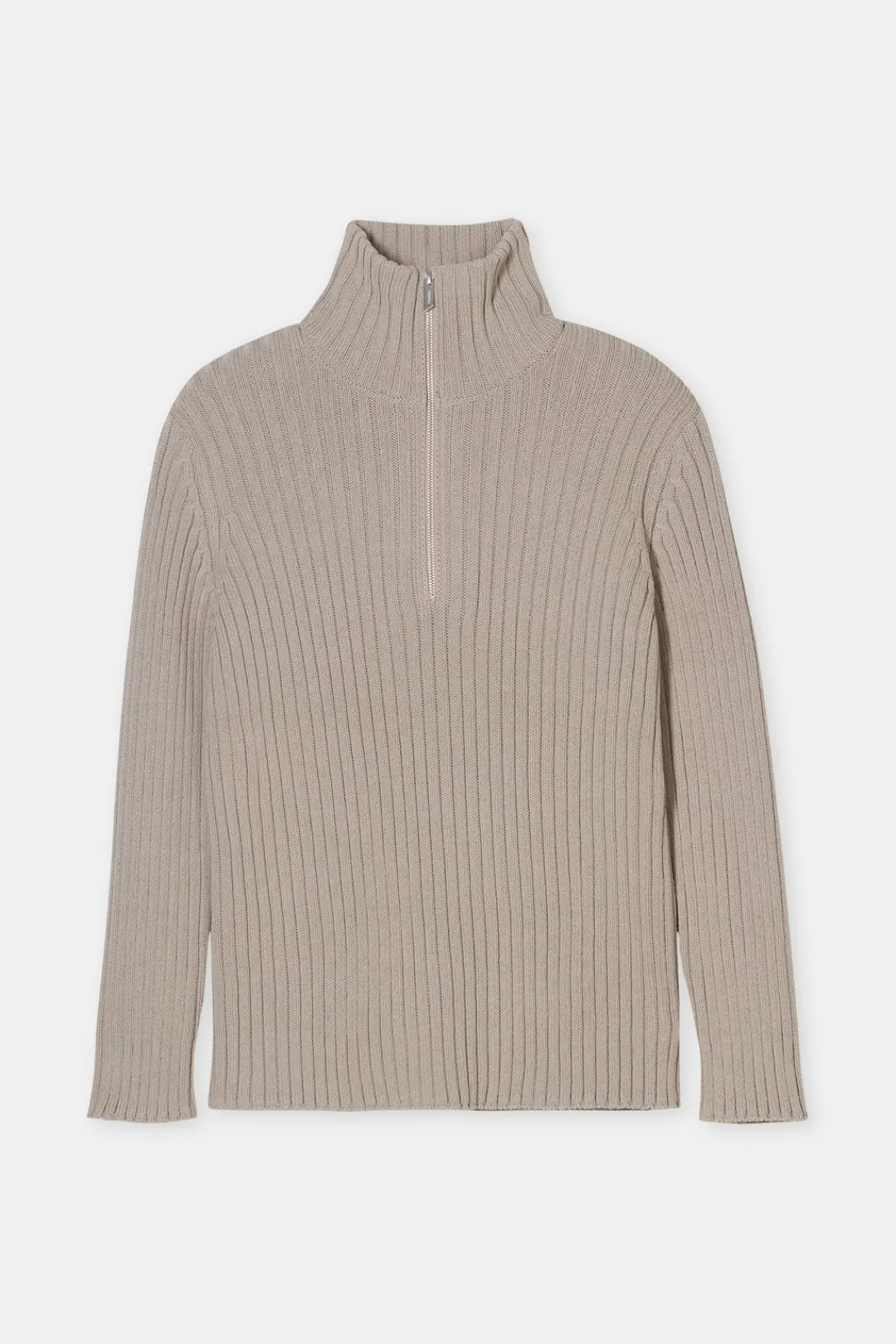 Closed Half-zip jumper in cotton blend Mud grey Discount