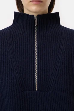 Closed Half-zip jumper made from wool Dark night Sale