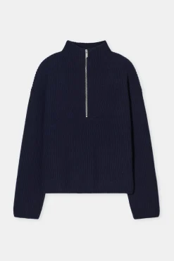 Closed Half-zip jumper made from wool Dark night Sale