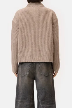 Closed Half-zip jumper made from wool biscuit Online