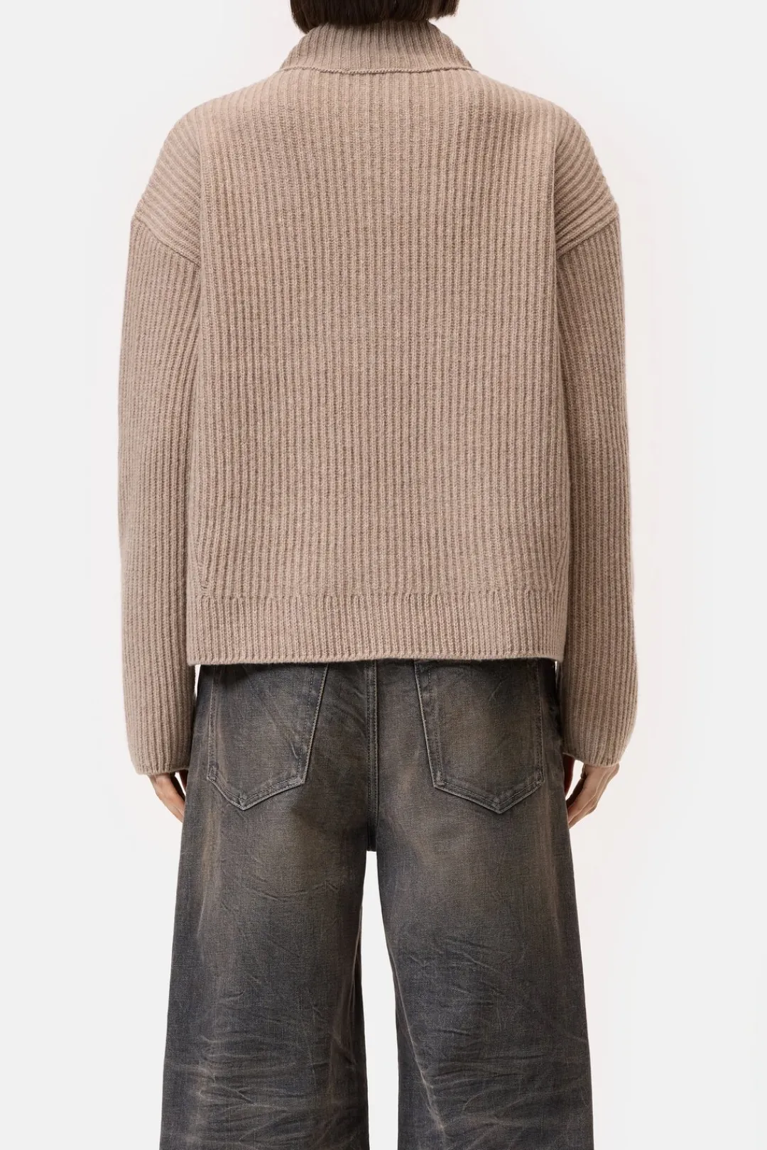 Closed Half-zip jumper made from wool biscuit Online