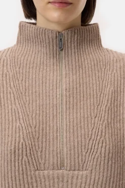 Closed Half-zip jumper made from wool biscuit Online