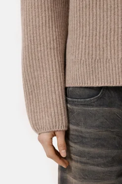 Closed Half-zip jumper made from wool biscuit Online