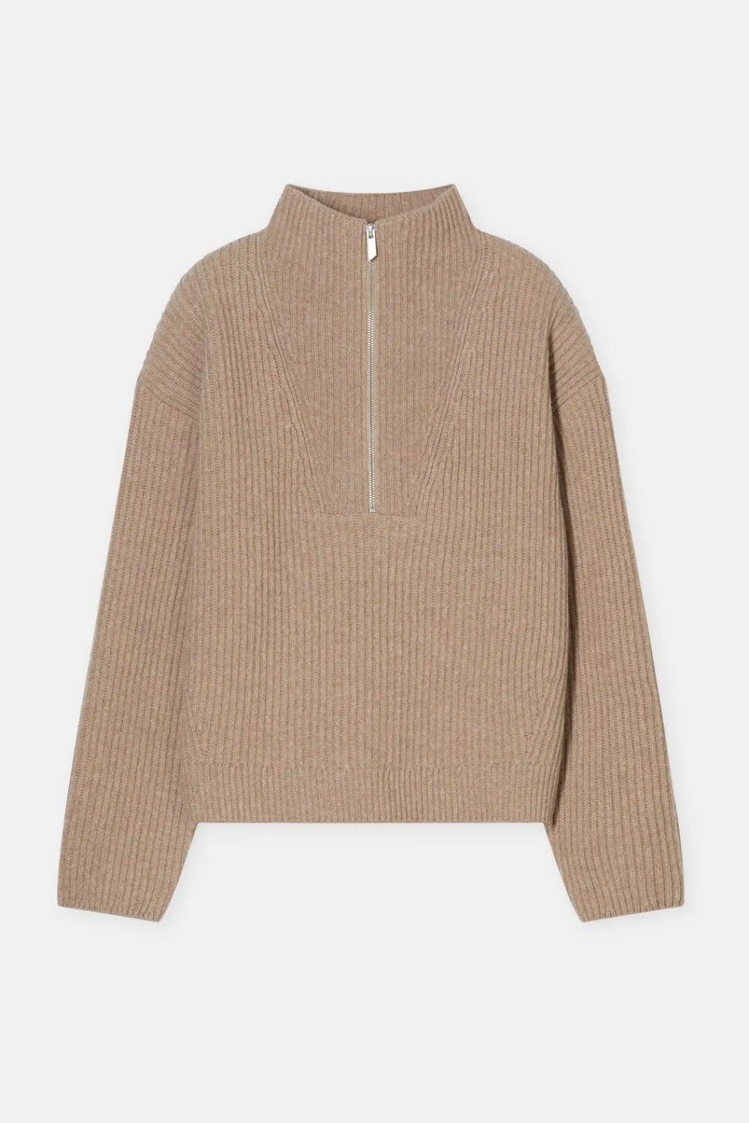 Closed Half-zip jumper made from wool biscuit Online
