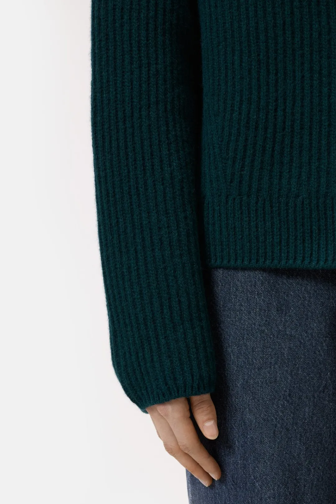 Closed Half-zip jumper made from wool Pine New