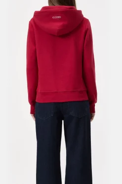 Closed Hoodie made from organic cotton Chili pepper red Clearance