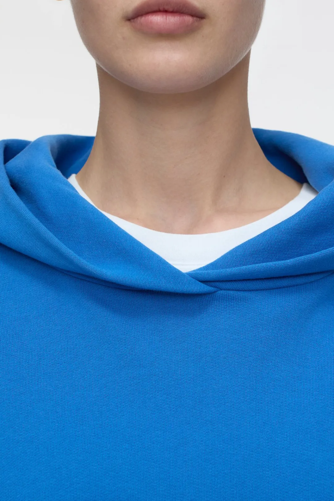 Closed Hoodie with logo Lake blue Discount