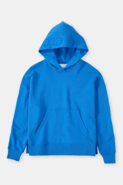 Closed Hoodie with logo Lake blue Discount