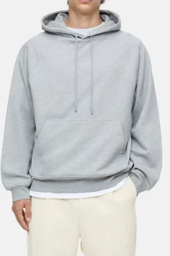 Closed Hoodie with logo Light grey melange Outlet