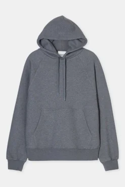 Closed Hoodie with logo Dark grey melange