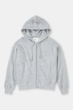 Closed Hoodie with zipper Light grey melange New