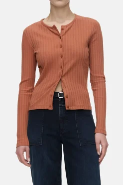 Closed Jersey cardigan Ferro brown Hot