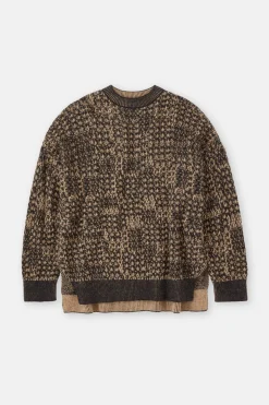 Closed Jumper with pattern Biscotti brown Discount