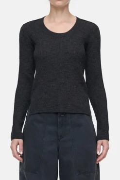 Closed Knitted long-sleeve top Smokey blue Hot