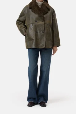 Closed Lambskin coat in a vintage look Ver green Sale