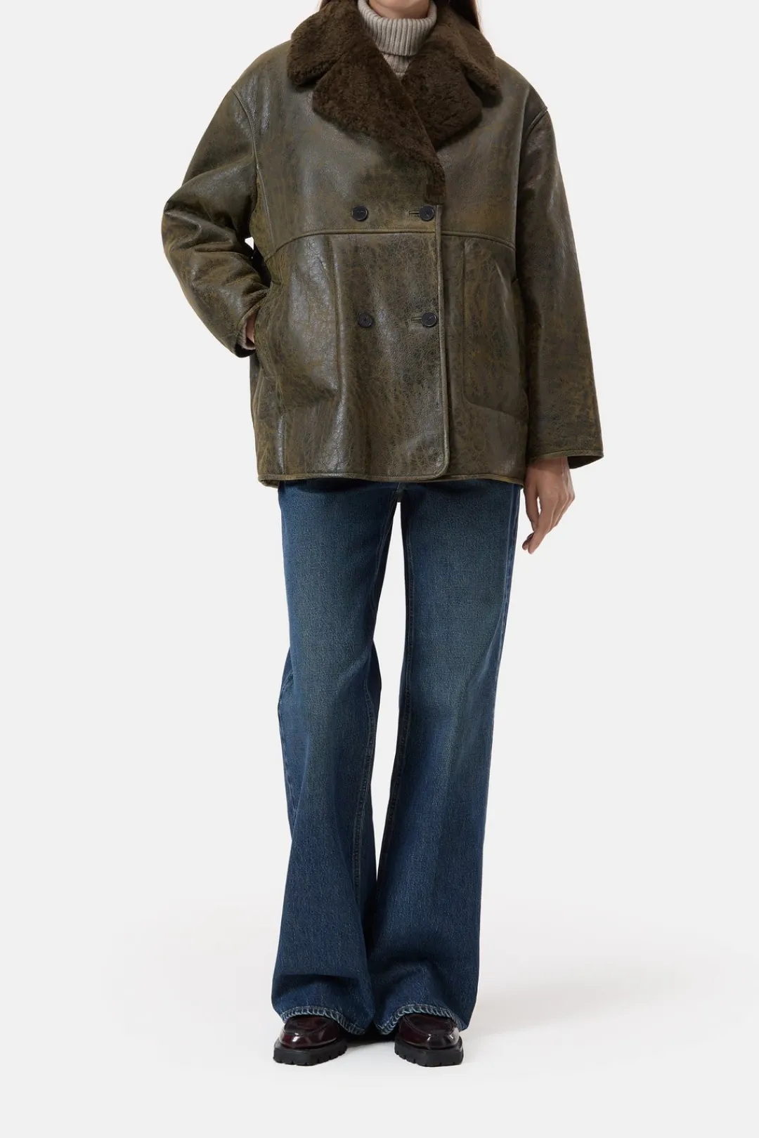 Closed Lambskin coat in a vintage look Ver green Sale