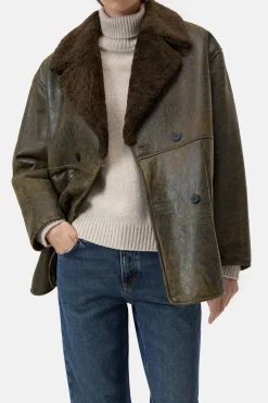 Closed Lambskin coat in a vintage look Ver green Sale