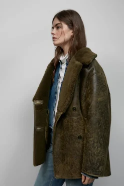 Closed Lambskin coat in a vintage look Ver green Sale