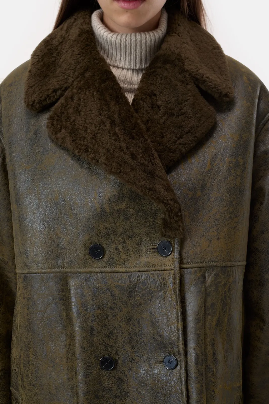 Closed Lambskin coat in a vintage look Ver green Sale