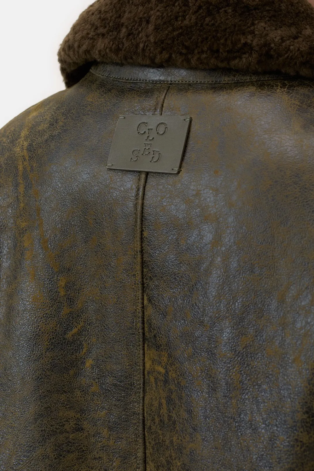 Closed Lambskin coat in a vintage look Ver green Sale