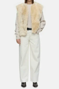 Closed Lambskin waistcoat Raw silk New