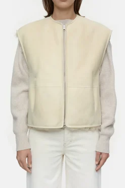 Closed Lambskin waistcoat Raw silk New