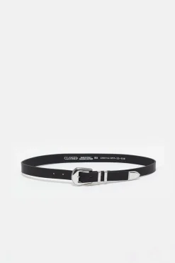 Closed Leather Belt Black