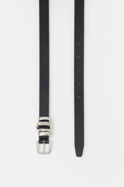 Closed Leather belt Black New