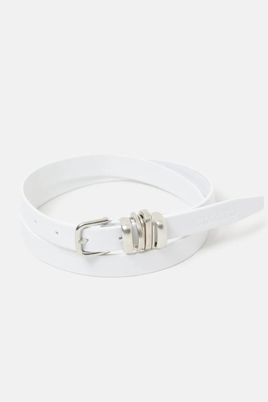 Closed Leather belt White