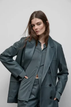 Closed Leather blazer Pini green Best