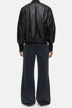 Closed Leather bomber jacket Black Discount