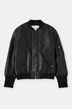 Closed Leather bomber jacket Black Discount