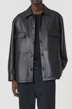 Closed Leather Overshirt Black Outlet