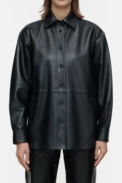 Closed Leather overshirt Black Outlet