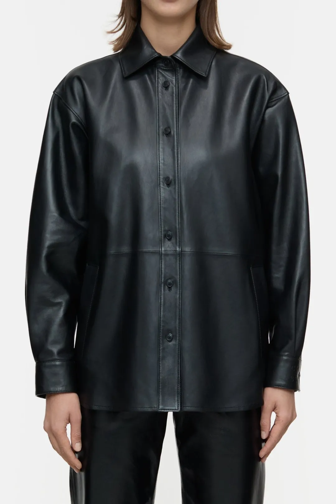 Closed Leather overshirt Black Outlet