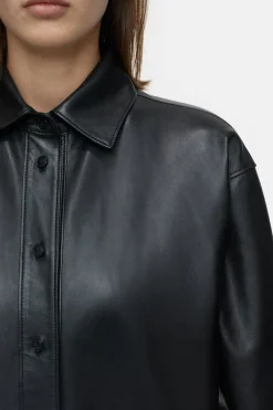 Closed Leather overshirt Black Outlet
