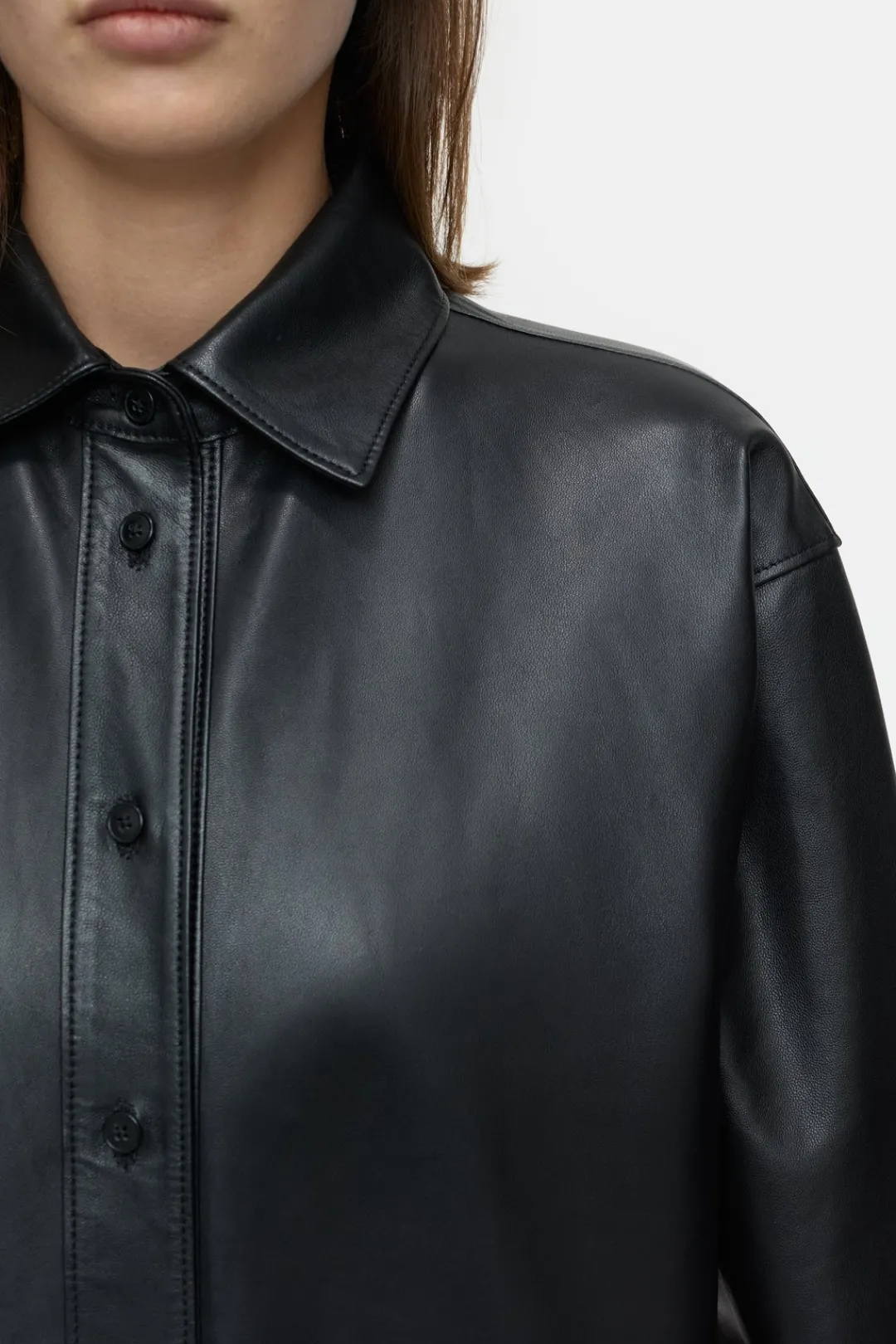 Closed Leather overshirt Black Outlet